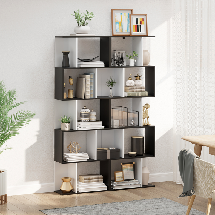 S Shape 5-Tier Bookcase (Black) - Modern Storage Shelf for Home & Office - Premium  from Home Treasures - Just £77.99! Shop now at Home Treasures