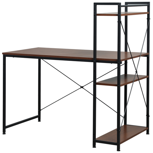 Modern Walnut & Black Metal Framed Work Desk with Storage & 4 Shelves - 120 x 64 x 121cm - Premium  from Home Treasures - Just £77.99! Shop now at Home Treasures