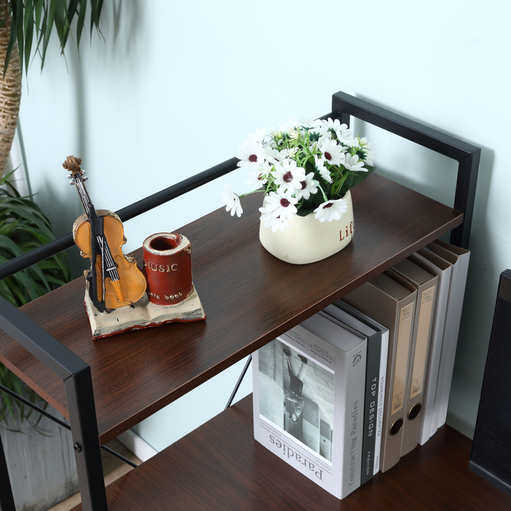 Modern Walnut & Black Metal Framed Work Desk with Storage & 4 Shelves - 120 x 64 x 121cm - Premium  from Home Treasures - Just £77.99! Shop now at Home Treasures