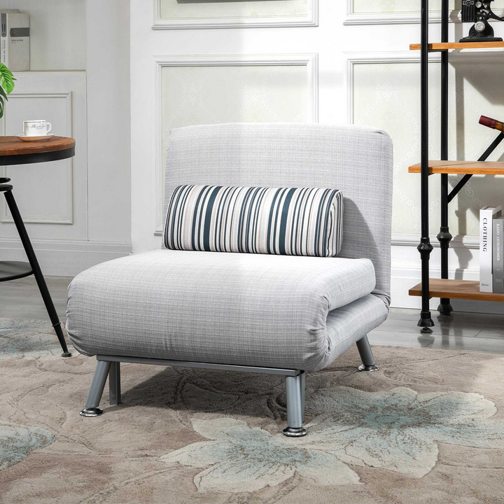 Convertible Single Sofa Bed - Stylish 1 Person Sleeper Foldable Lounge with Adjustable Back & Pillow, Grey - Premium  from Home Treasures - Just £218.99! Shop now at Home Treasures