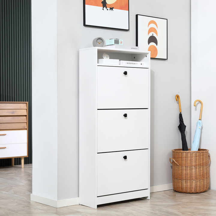 Space-saving White Shoe Storage Cabinet with 3 Drawers for Hallway Footwear Organization - Premium  from Home Treasures - Just £99.99! Shop now at Home Treasures