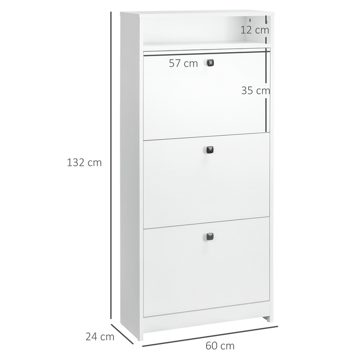 Space-saving White Shoe Storage Cabinet with 3 Drawers for Hallway Footwear Organization - Premium  from Home Treasures - Just £99.99! Shop now at Home Treasures