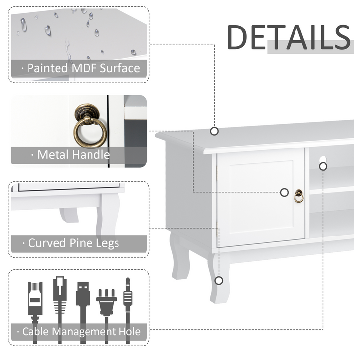 120CM TV Stand Cabinet for TVs Up to 50" - Ivory White Media Console with Storage - Premium  from Home Treasures - Just £110.99! Shop now at Home Treasures