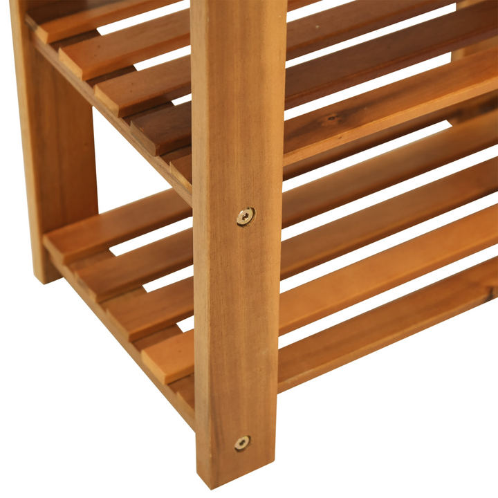 Acacia Wood 3-Tier Shoe Storage Rack, Hallway Organizer Shelf for Entryway, Living Room & Bedroom, 50 x 28 x 45 cm, Teak - Premium  from Home Treasures - Just £51.99! Shop now at Home Treasures