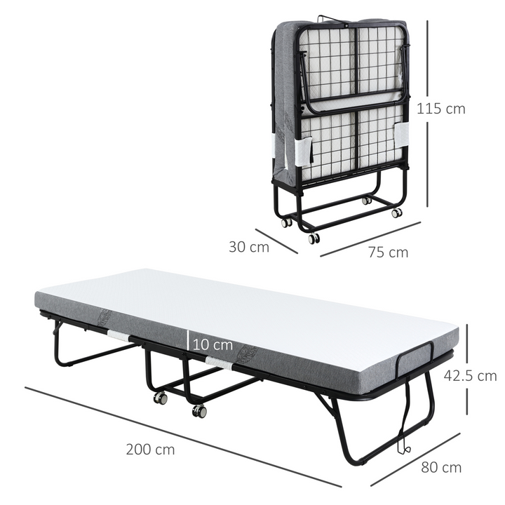 Portable Folding Bed with 10cm Thick Mattress - Ultimate Comfort, Easy Mobility, & Compact Storage - Premium  from Home Treasures - Just £200.99! Shop now at Home Treasures