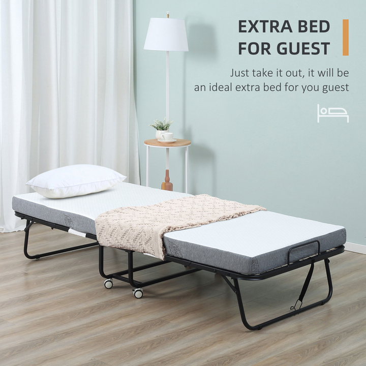 Portable Folding Bed with 10cm Thick Mattress - Ultimate Comfort, Easy Mobility, & Compact Storage - Premium  from Home Treasures - Just £200.99! Shop now at Home Treasures