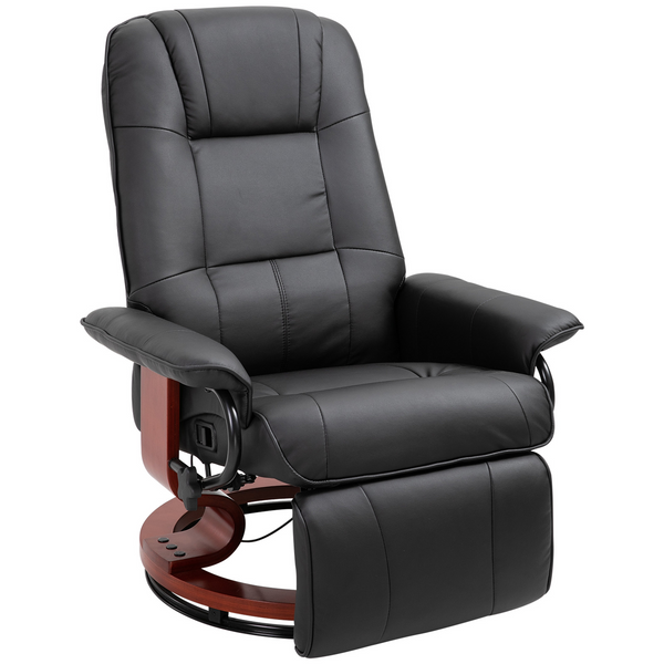 Manual Recliner Chair - Faux Leather Upholstered Armchair with Wooden Base, Perfect for Living Room & Bedroom, Black - Premium  from Home Treasures - Just £301.99! Shop now at Home Treasures