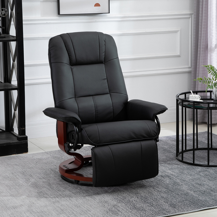 Manual Recliner Chair - Faux Leather Upholstered Armchair with Wooden Base, Perfect for Living Room & Bedroom, Black - Premium  from Home Treasures - Just £301.99! Shop now at Home Treasures