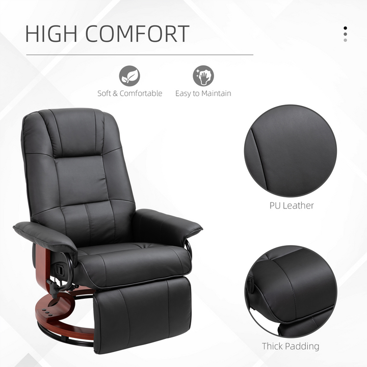 Manual Recliner Chair - Faux Leather Upholstered Armchair with Wooden Base, Perfect for Living Room & Bedroom, Black - Premium  from Home Treasures - Just £301.99! Shop now at Home Treasures