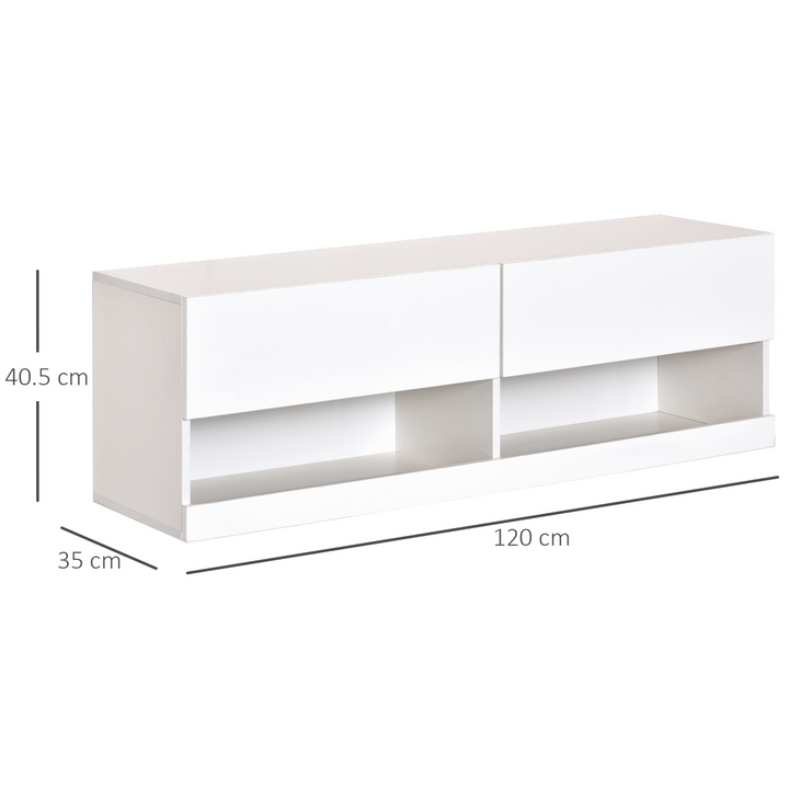 High Gloss Floating TV Unit/Cabinet with LED Lights and Ample Storage - 120 x 35 x 40.5 cm, Modern Wall-Mounted Media Console - Premium  from Home Treasures - Just £93.99! Shop now at Home Treasures