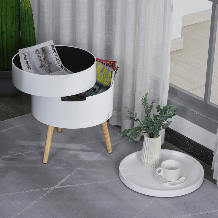 3-Part Side Coffee Table with Rotated Opening and Detachable Tray in White - Multi-functional & Modern - Premium  from Home Treasures - Just £60.99! Shop now at Home Treasures