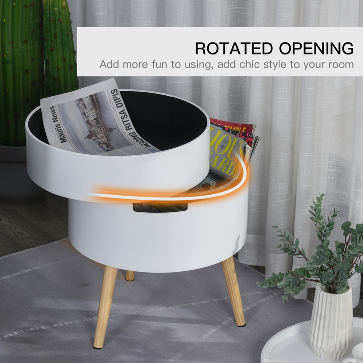 3-Part Side Coffee Table with Rotated Opening and Detachable Tray in White - Multi-functional & Modern - Premium  from Home Treasures - Just £60.99! Shop now at Home Treasures