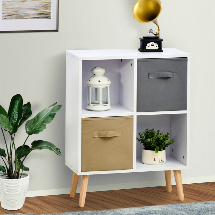 Freestanding 4 Cube Storage Cabinet Unit with 2 Fabric Drawers, Handles, and Shelves - 54.5L x 24W x 69.5H cm - Premium  from Home Treasures - Just £47.99! Shop now at Home Treasures