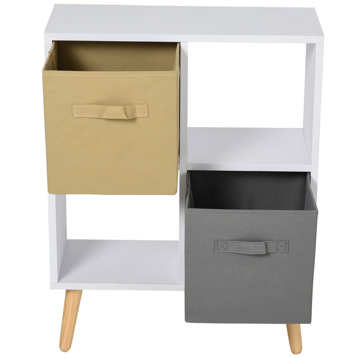 Freestanding 4 Cube Storage Cabinet Unit with 2 Fabric Drawers, Handles, and Shelves - 54.5L x 24W x 69.5H cm - Premium  from Home Treasures - Just £47.99! Shop now at Home Treasures