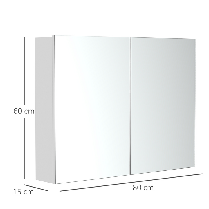 Minimalist Glass Mirror Cabinet with Adjustable Storage Shelves - 80 x 15 x 60 cm – Wall-Mounted Space Saver - Premium  from Home Treasures - Just £82.99! Shop now at Home Treasures