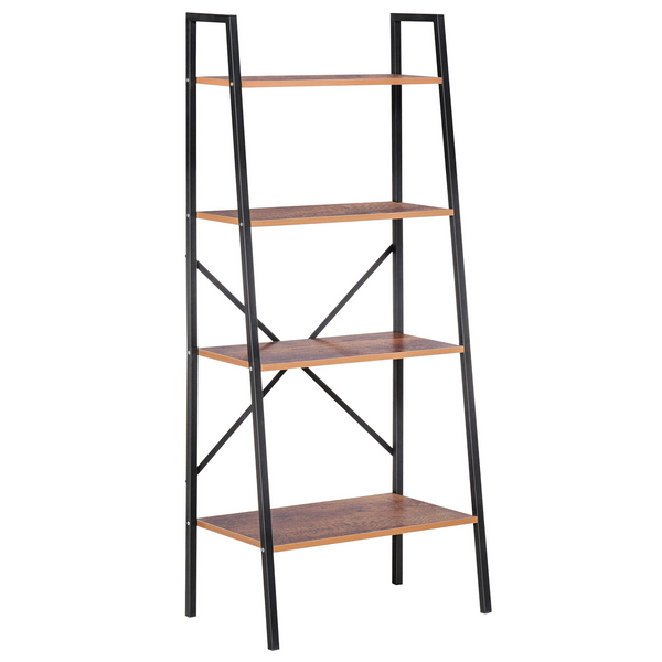 4-Tier Vintage Ladder Shelf Bookcase - Wood Storage Rack Stand for Plants, Display - Black Brown - Premium  from Home Treasures - Just £51.99! Shop now at Home Treasures