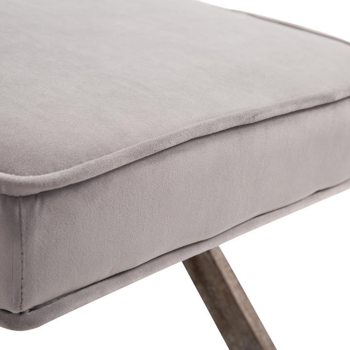 Elegant Vintage Footstool with Velvet Padded Seat - Shabby Chic Grey, Solid Rubber Wood Frame, 49.5 x 45 x 41 cm - Premium  from Home Treasures - Just £67.99! Shop now at Home Treasures