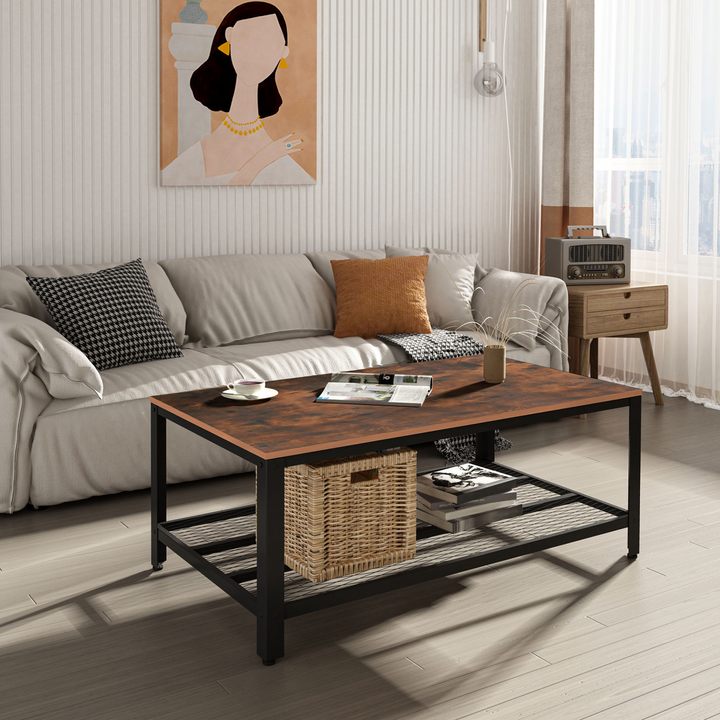 Coffee Table, Retro Industrial Side Table with Metal Frame Modern Snack Tea Table, Living Room, Rustic Brown - Premium  from Home Treasures - Just £73.99! Shop now at Home Treasures