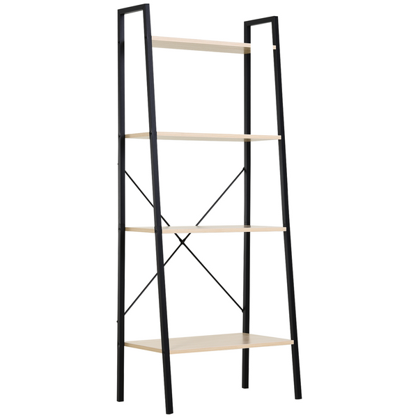 4-Tier Vintage Ladder Shelf Bookcase - Wood Storage Rack Stand for Plants Display, Black Natural Finish - Premium  from Home Treasures - Just £59.99! Shop now at Home Treasures