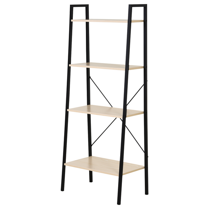 4-Tier Vintage Ladder Shelf Bookcase - Wood Storage Rack Stand for Plants Display, Black Natural Finish - Premium  from Home Treasures - Just £59.99! Shop now at Home Treasures