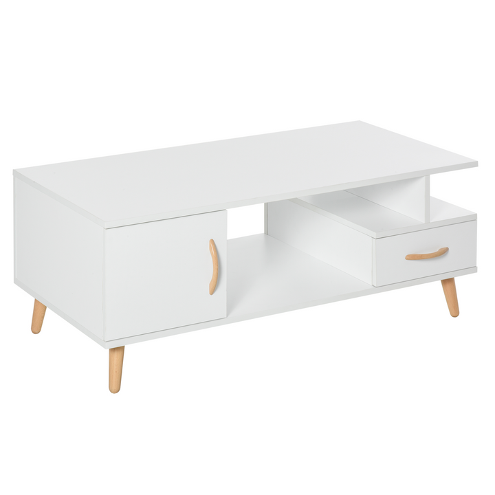 Modern Minimalist Coffee Table with Storage - Multi-Functional White Sofa Side Table with Shelf & Drawer for Living Rooms & Reception Areas - Premium  from Home Treasures - Just £84.99! Shop now at Home Treasures