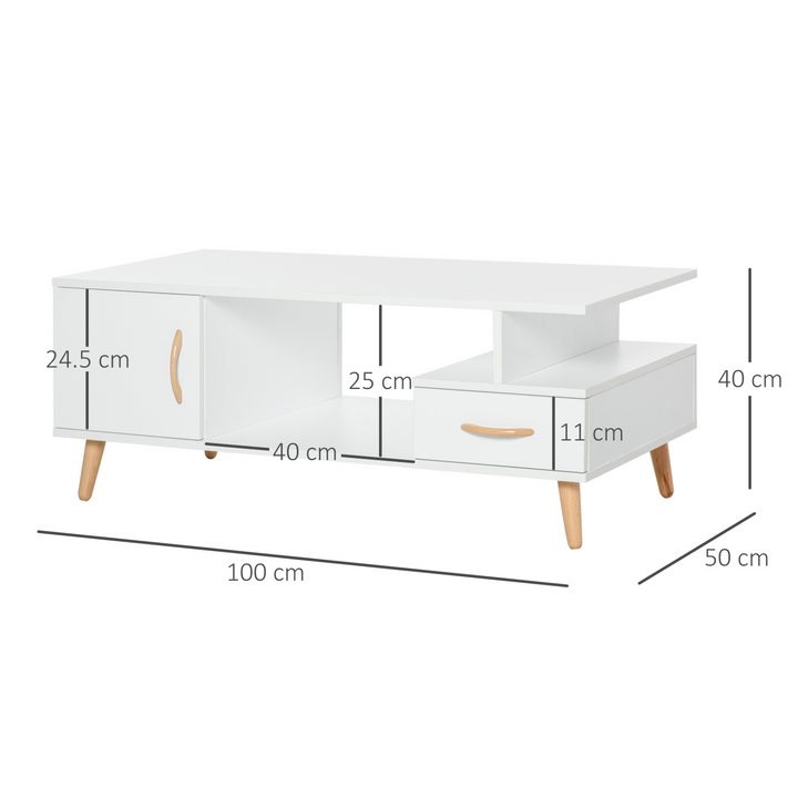 Modern Minimalist Coffee Table with Storage - Multi-Functional White Sofa Side Table with Shelf & Drawer for Living Rooms & Reception Areas - Premium  from Home Treasures - Just £84.99! Shop now at Home Treasures