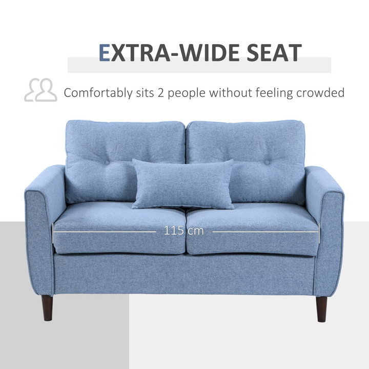 2 Seat Sofa Loveseat, Light Blue Fabric, Wooden Legs, Tufted Design – Perfect for Living Room & Office - Premium  from Home Treasures - Just £345.99! Shop now at Home Treasures