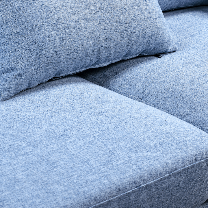 2 Seat Sofa Loveseat, Light Blue Fabric, Wooden Legs, Tufted Design – Perfect for Living Room & Office - Premium  from Home Treasures - Just £345.99! Shop now at Home Treasures