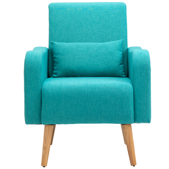 Teal Accent Chair | Mid-Century Linen-Touch Upholstered Armchair with Wooden Frame - Premium  from Home Treasures - Just £149.99! Shop now at Home Treasures