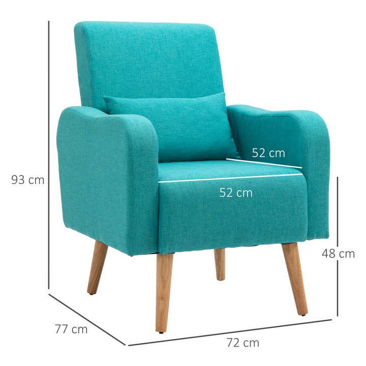 Teal Accent Chair | Mid-Century Linen-Touch Upholstered Armchair with Wooden Frame - Premium  from Home Treasures - Just £149.99! Shop now at Home Treasures