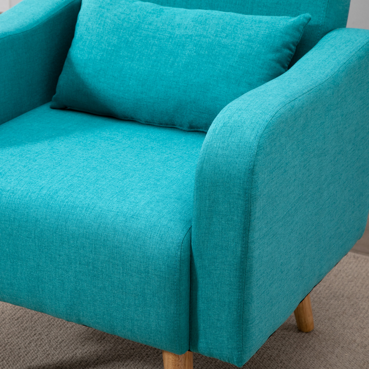 Teal Accent Chair | Mid-Century Linen-Touch Upholstered Armchair with Wooden Frame - Premium  from Home Treasures - Just £149.99! Shop now at Home Treasures