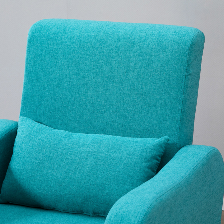 Teal Accent Chair | Mid-Century Linen-Touch Upholstered Armchair with Wooden Frame - Premium  from Home Treasures - Just £149.99! Shop now at Home Treasures