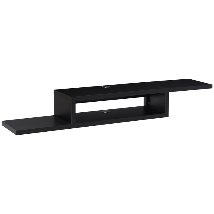 Sleek Black Wall Mounted Media Console - Modern Floating TV Stand with Cable Management - Premium  from Home Treasures - Just £65.99! Shop now at Home Treasures