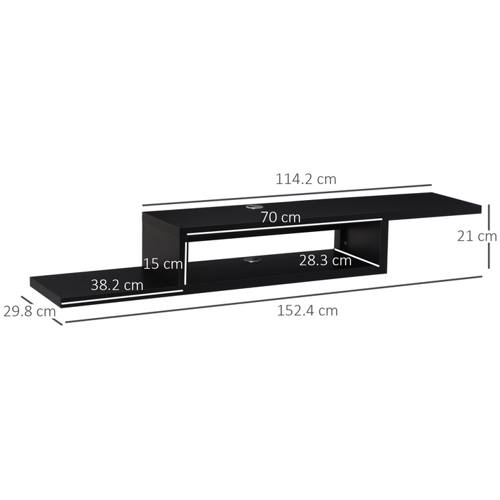 Sleek Black Wall Mounted Media Console - Modern Floating TV Stand with Cable Management - Premium  from Home Treasures - Just £65.99! Shop now at Home Treasures