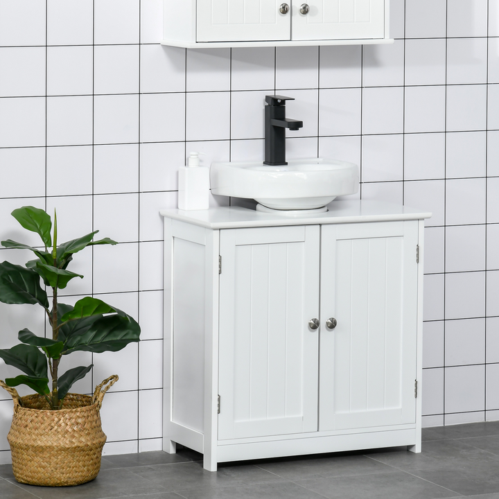 White Under-Sink Storage Cabinet with Adjustable Shelf - Space Saver | 60 x 30 x 60cm, Durable MDF Build, Ideal for Bathroom Organization - Premium  from Home Treasures - Just £58.99! Shop now at Home Treasures