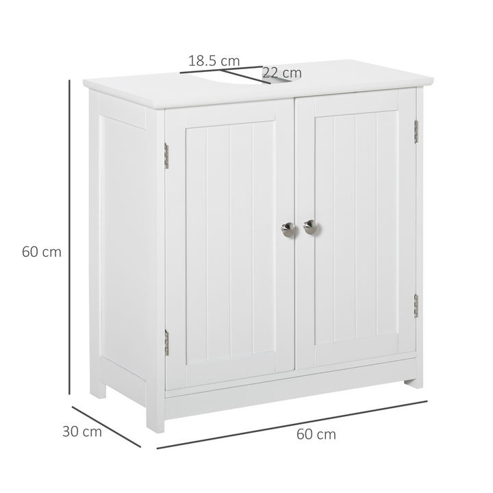 White Under-Sink Storage Cabinet with Adjustable Shelf - Space Saver | 60 x 30 x 60cm, Durable MDF Build, Ideal for Bathroom Organization - Premium  from Home Treasures - Just £58.99! Shop now at Home Treasures