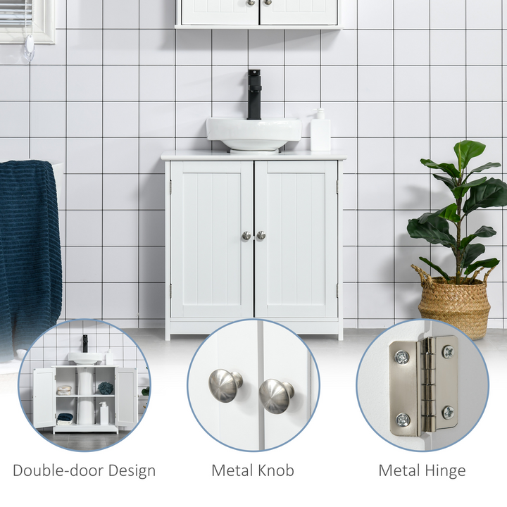 White Under-Sink Storage Cabinet with Adjustable Shelf - Space Saver | 60 x 30 x 60cm, Durable MDF Build, Ideal for Bathroom Organization - Premium  from Home Treasures - Just £58.99! Shop now at Home Treasures