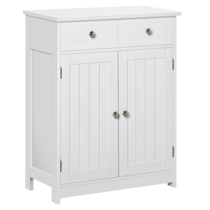 Retro Style Bathroom Storage Cabinet with 2 Drawers, White 60 x 30 x 75cm - Durable MDF, Adjustable Shelves & Water-Resistant Finish - Premium  from Home Treasures - Just £78.99! Shop now at Home Treasures