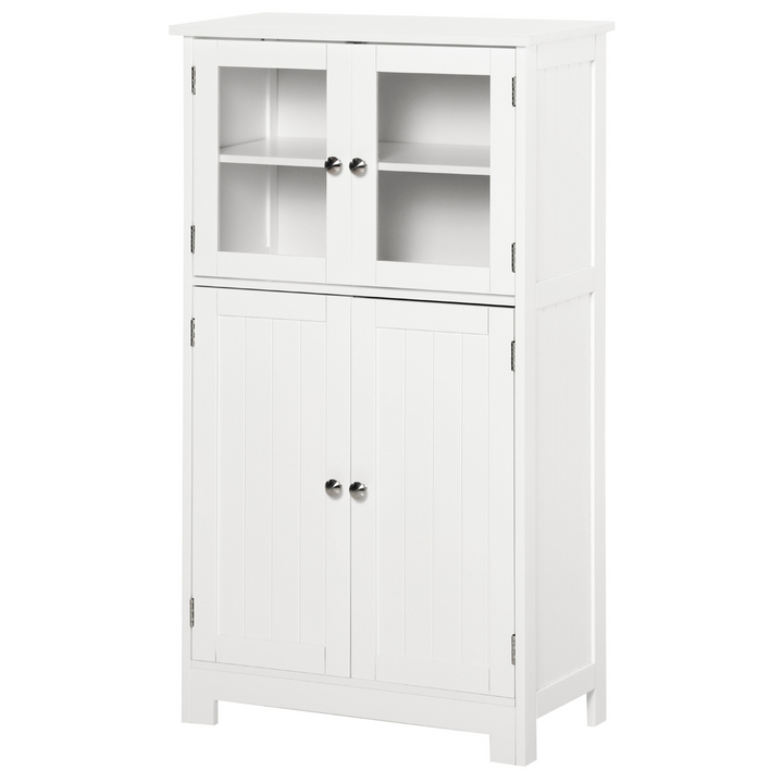 Elegant Bathroom Floor Storage Cabinet with Tempered Glass Doors, Adjustable Shelf, Free Standing, White - Premium  from Home Treasures - Just £93.99! Shop now at Home Treasures