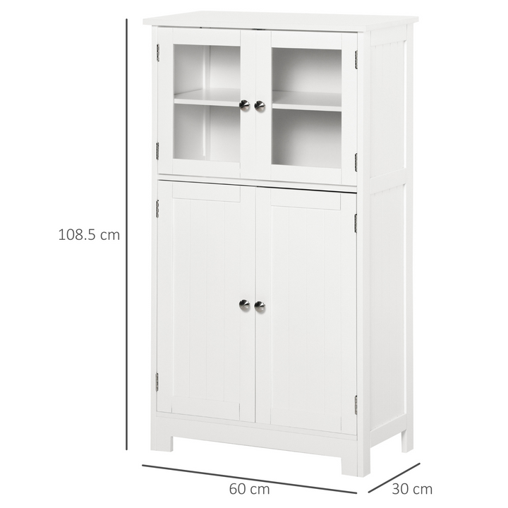 Elegant Bathroom Floor Storage Cabinet with Tempered Glass Doors, Adjustable Shelf, Free Standing, White - Premium  from Home Treasures - Just £93.99! Shop now at Home Treasures