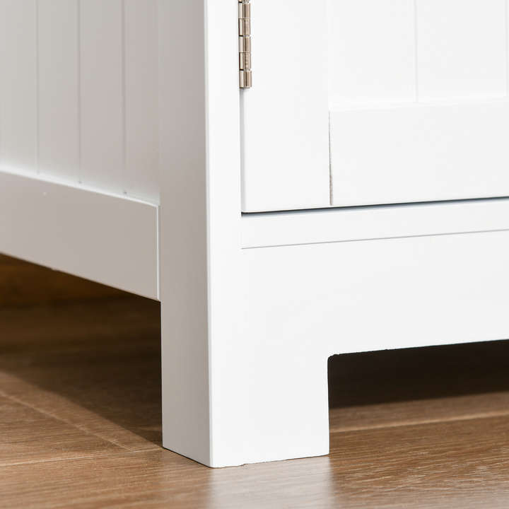 Elegant Bathroom Floor Storage Cabinet with Tempered Glass Doors, Adjustable Shelf, Free Standing, White - Premium  from Home Treasures - Just £93.99! Shop now at Home Treasures