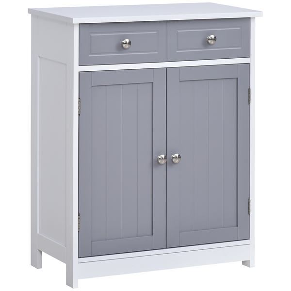 Retro Style Bathroom Storage Cabinet with 2 Drawers, Grey & White - 60 x 30 x 75cm - Stylish & Functional Storage Solution - Premium  from Home Treasures - Just £82.99! Shop now at Home Treasures