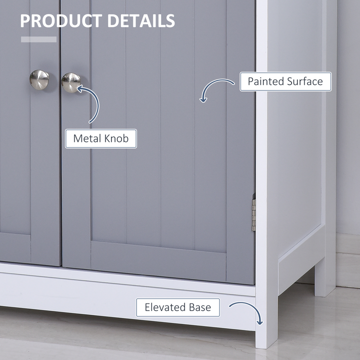 Retro Style Bathroom Storage Cabinet with 2 Drawers, Grey & White - 60 x 30 x 75cm - Stylish & Functional Storage Solution - Premium  from Home Treasures - Just £82.99! Shop now at Home Treasures