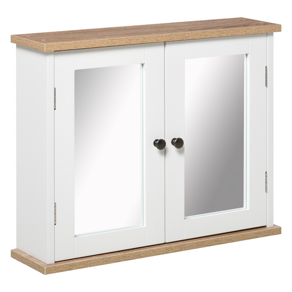 Wall Mounted Bathroom Mirror Cabinet with Double Doors & Adjustable Shelf, White - Stylish Storage Solution for Your Bathroom - Premium  from Home Treasures - Just £53.99! Shop now at Home Treasures