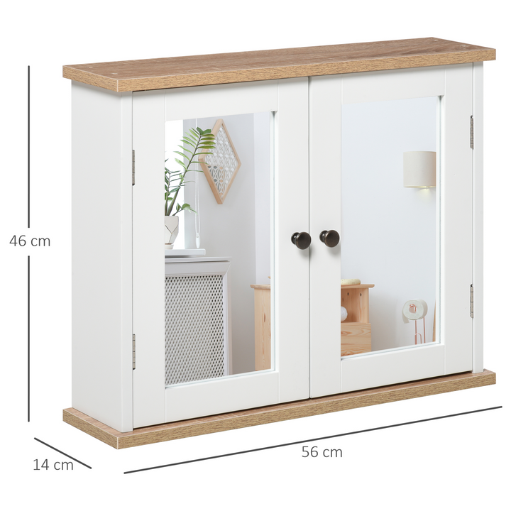 Wall Mounted Bathroom Mirror Cabinet with Double Doors & Adjustable Shelf, White - Stylish Storage Solution for Your Bathroom - Premium  from Home Treasures - Just £53.99! Shop now at Home Treasures