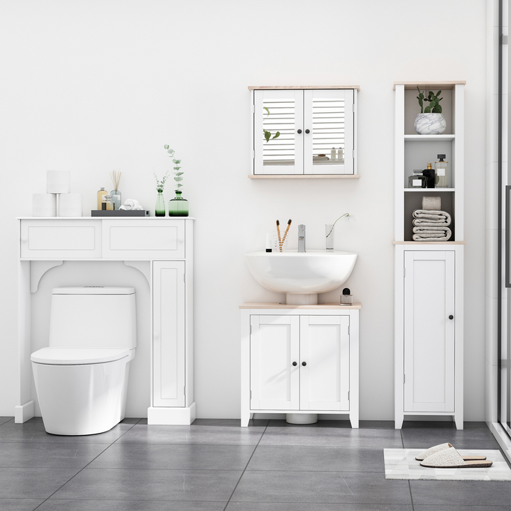 Wall Mounted Bathroom Mirror Cabinet with Double Doors & Adjustable Shelf, White - Stylish Storage Solution for Your Bathroom - Premium  from Home Treasures - Just £53.99! Shop now at Home Treasures