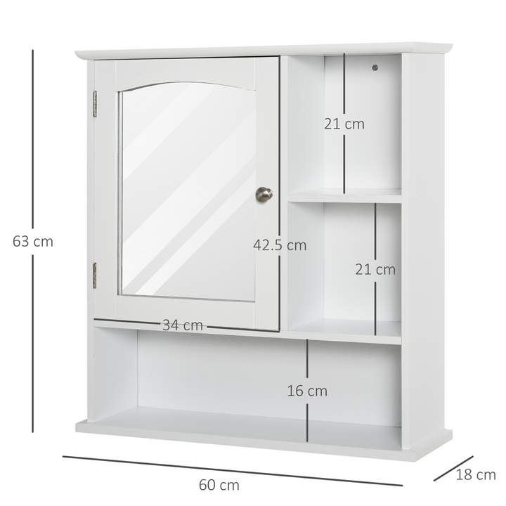 Wall Mount Bathroom Cabinet with Mirror & Adjustable Shelves - Ideal for Bathroom, Kitchen, or Bedroom Storage, White - Premium  from Home Treasures - Just £46.99! Shop now at Home Treasures