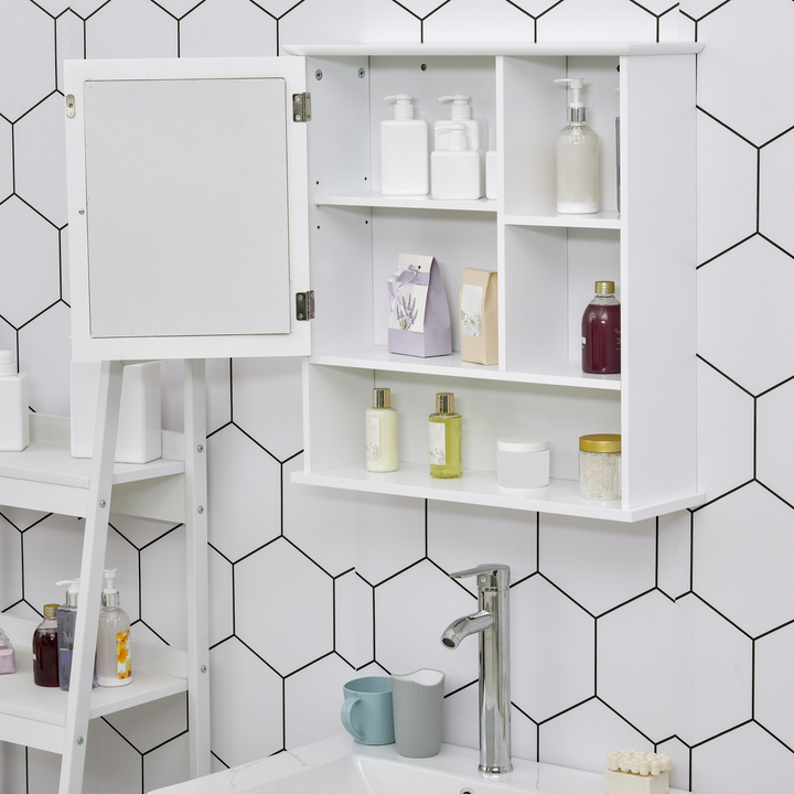 Wall Mount Bathroom Cabinet with Mirror & Adjustable Shelves - Ideal for Bathroom, Kitchen, or Bedroom Storage, White - Premium  from Home Treasures - Just £46.99! Shop now at Home Treasures