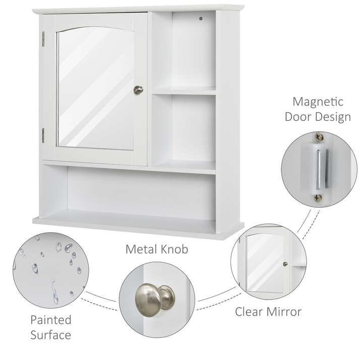 Wall Mount Bathroom Cabinet with Mirror & Adjustable Shelves - Ideal for Bathroom, Kitchen, or Bedroom Storage, White - Premium  from Home Treasures - Just £46.99! Shop now at Home Treasures