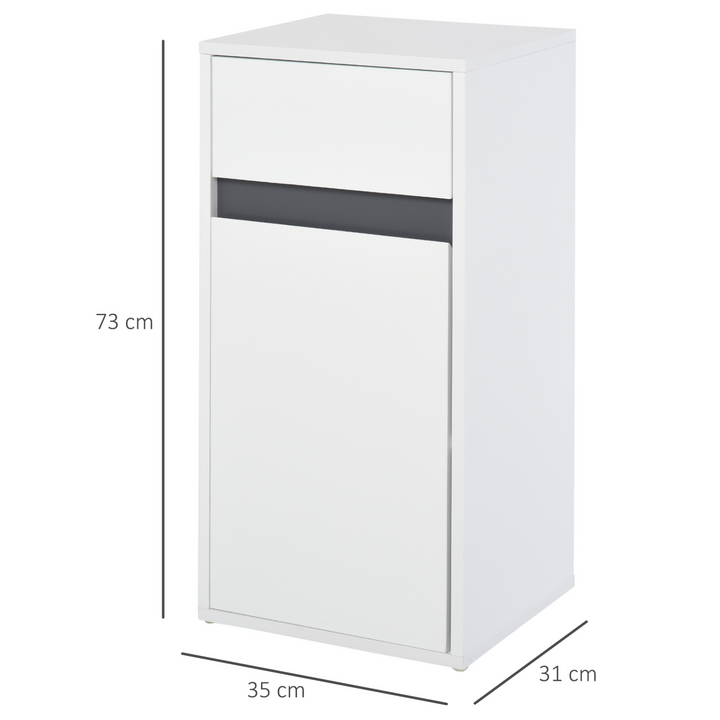 Minimalistic White Bathroom Storage Cabinet with Drawer – Compact 35 x 31 x 73 cm for Discreet Organization - Premium  from Home Treasures - Just £58.99! Shop now at Home Treasures